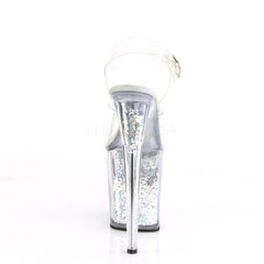 8 Inch Heel FLAMINGO-808GF Clear Silver Glitter