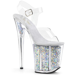 8" Heel FLAMINGO-808GF Clear Silver Glitter