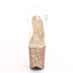 8 Inch Heel FLAMINGO-808LG Clear Rose Gold