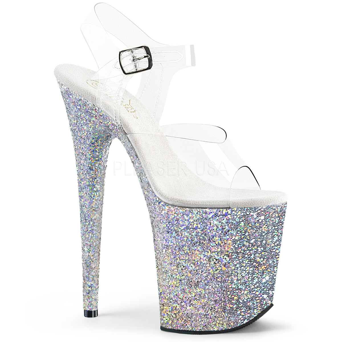 8" Heel FLAMINGO-808LG Silver Glitter