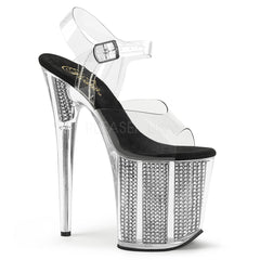 Pleaser FLAMINGO-808SRS Black Rhinestone Platform Sandal