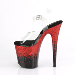 8 Inch Heel FLAMINGO-808SS Clear-Black-Red Multi Glitter