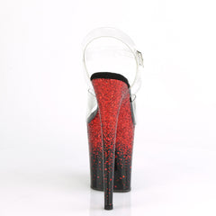 8 Inch Heel FLAMINGO-808SS Clear-Black-Red Multi Glitter