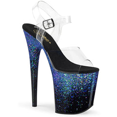 8" Heel FLAMINGO-808SS Black Blue Glitter