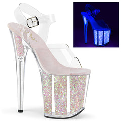 8" Heel FLAMINGO-808UVG Clear Neon Opal Glitter