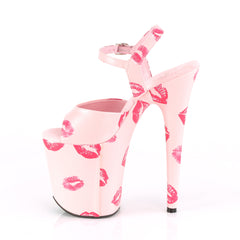8 Inch Heel FLAMINGO-809KISSES Baby Pink Lipstick Print
