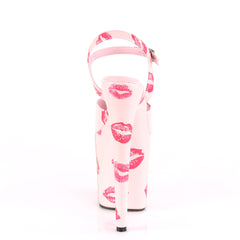 8 Inch Heel FLAMINGO-809KISSES Baby Pink Lipstick Print