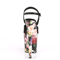 8 Inch Heel FLAMINGO-809WR Black Pu Flower Print