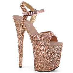 8" Heel FLAMINGO-810LG Rose Gold Glitter