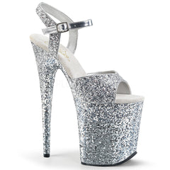 8" Heel FLAMINGO-810LG Silver Exotic Dancing Shoes