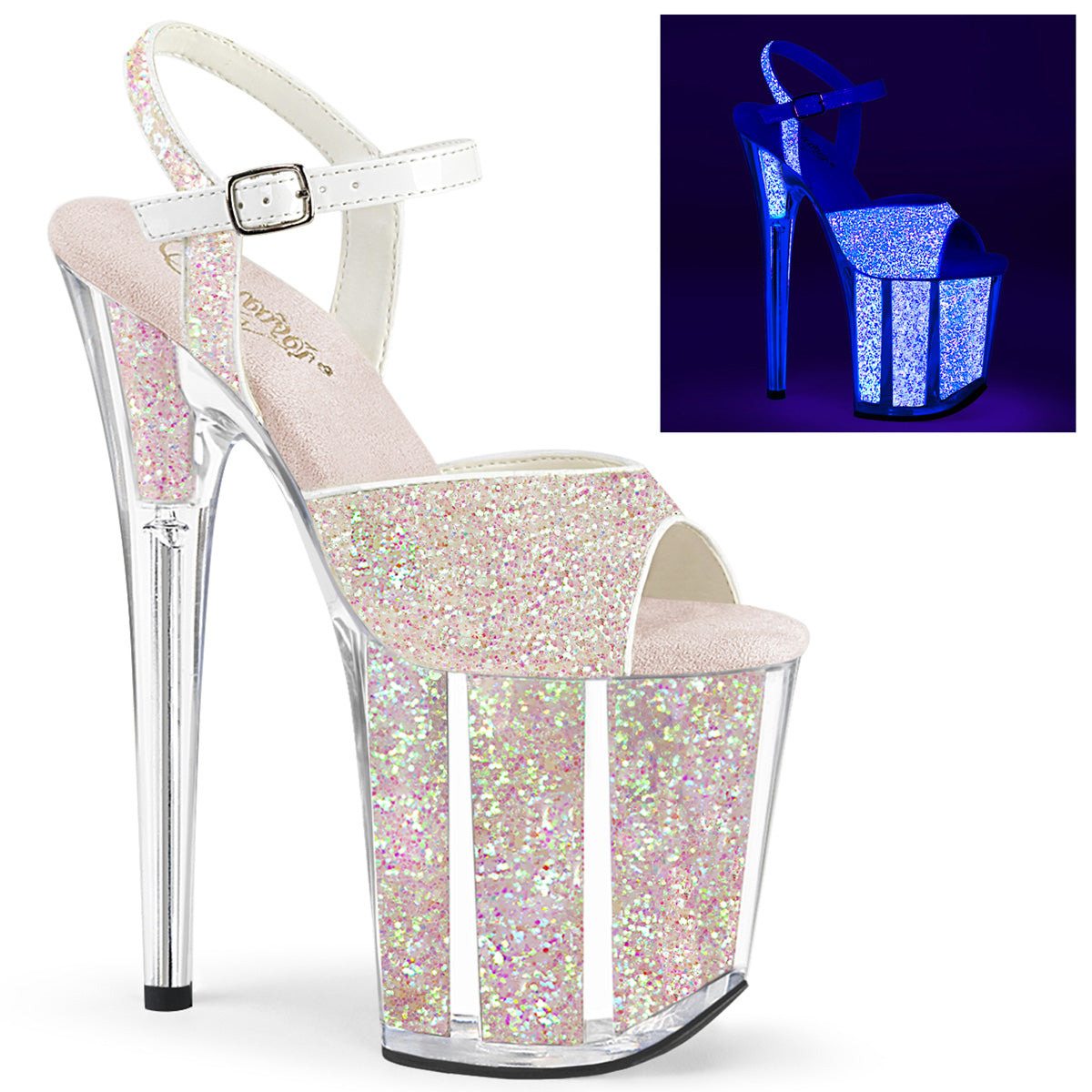 8" Heel FLAMINGO-810UVG Neon Opal Glitter
