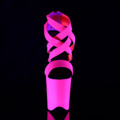 8 Inch Heel FLAMINGO-869UV Neon Hot Pink Elastic Band