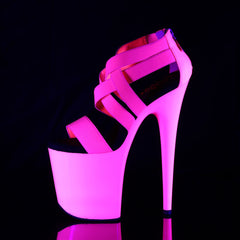 8 Inch Heel FLAMINGO-869UV Neon Hot Pink Elastic Band