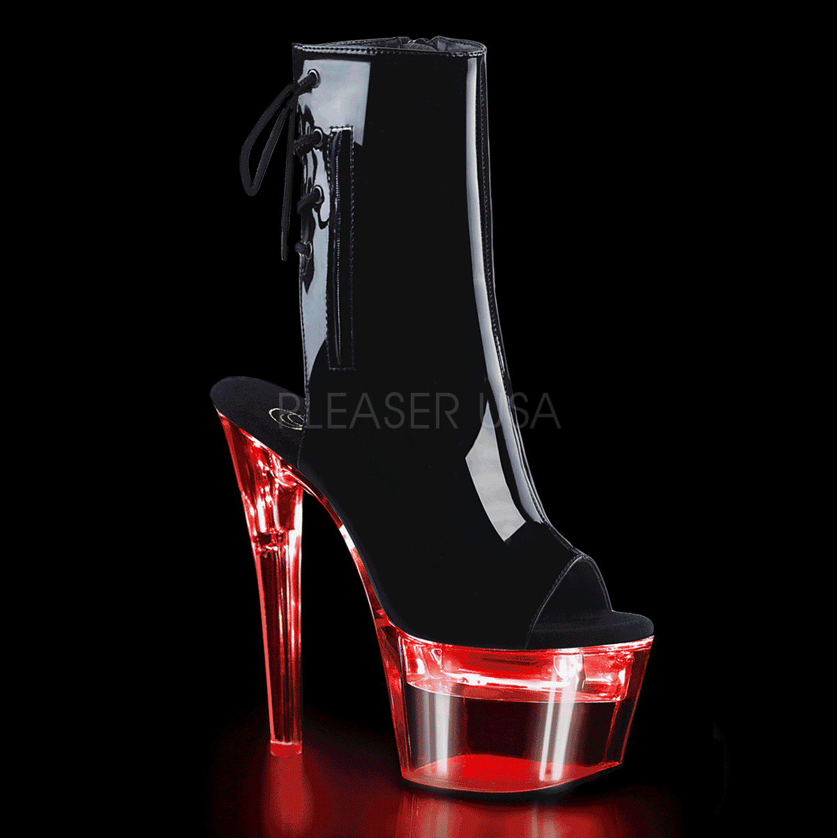 7" Heel FLASHDANCE-1018-7 Black Pat Clear