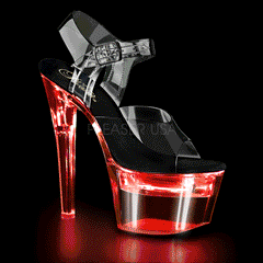 7" Heel FLASHDANCE-708 Clear Black Exotic Dancing Shoes