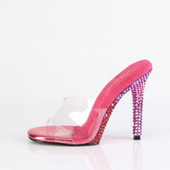4 Inch Heel GALA-01DMM Clear Fuchsia Rhinestone