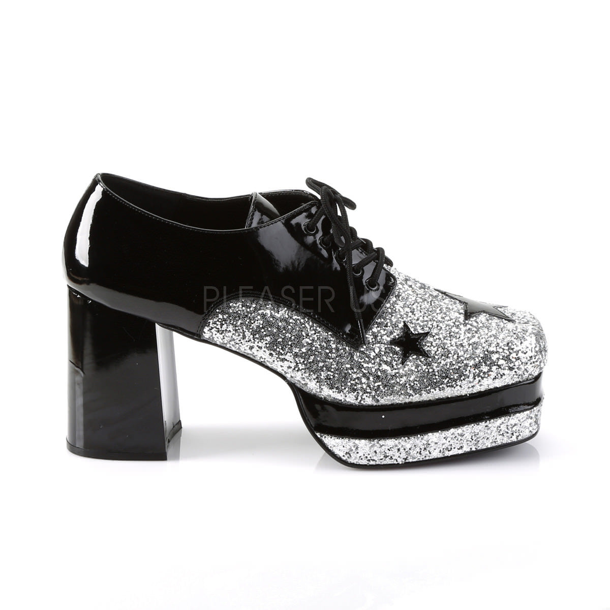 GLAMROCK-02 Silver Platform Shoes