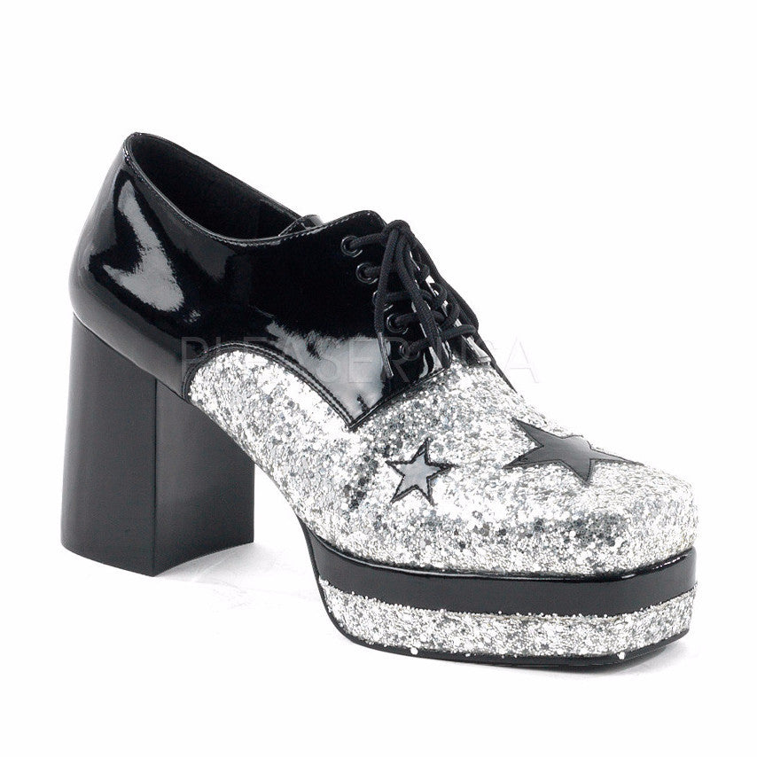 Men's Black Pat-Silver Glitter Retro Oxford Shoes - Shoecup.com