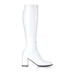 FUNTASMA GOGO-300 White Stretch Pat Gogo Boots - Shoecup.com