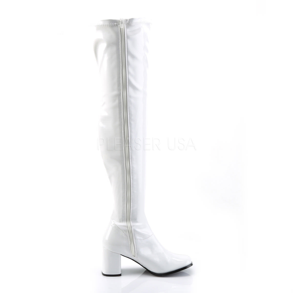 Funtasma GOGO-3000 White Stretch Patent Gogo Boots