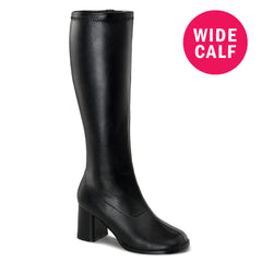 3 Inch Heel GOGO-300WC Black Pu (Wide Calf)