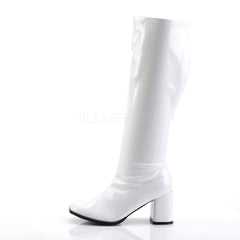 3 Inch Heel GOGO-300WC White Pat (Wide Calf)