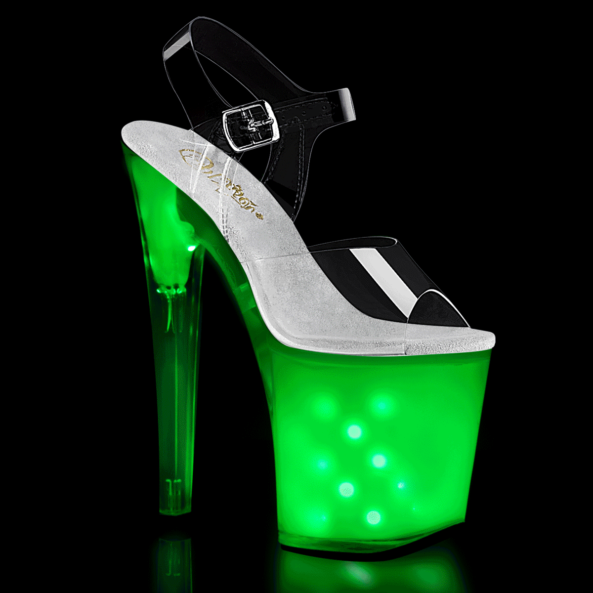8" Heel ILLUMINATOR-808 Clear Multiple Color Light Up
