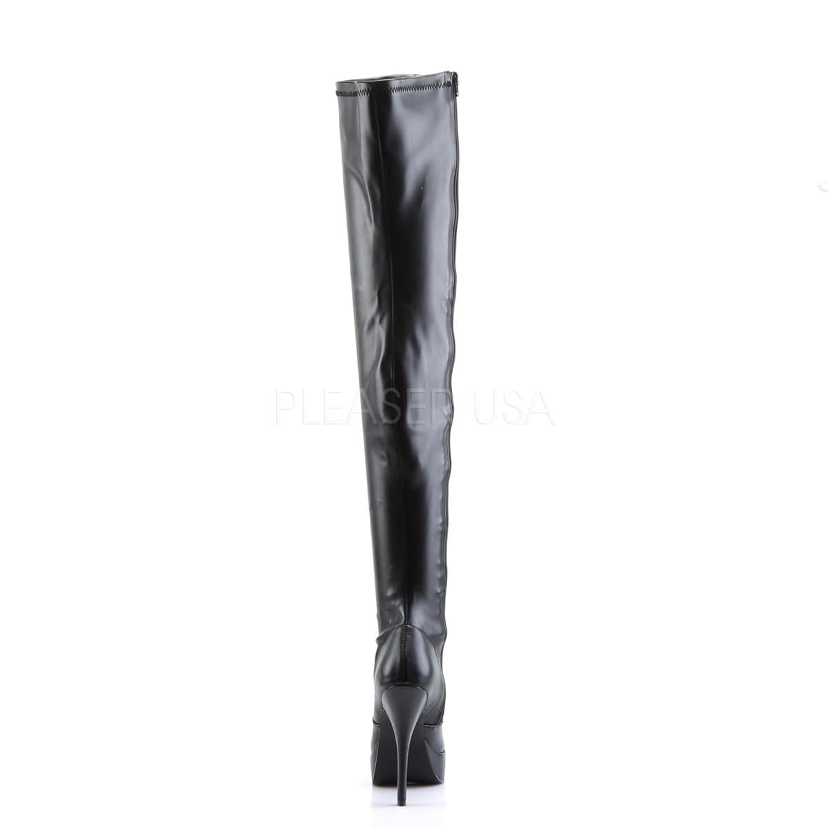 DEVIOUS INDULGE-3000 Black Stretch Pu Thigh High Boots