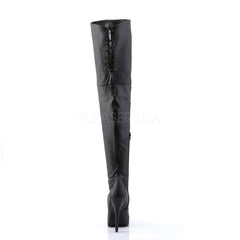 DEVIOUS INDULGE-3011 Black Leather Thigh High Boots