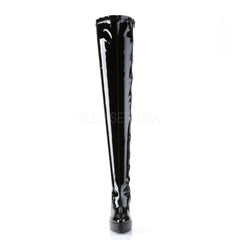 DEVIOUS INDULGE-3063 Black Stretch Pat Thigh High Boots