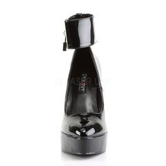 DEVIOUS INDULGE-534 Black Pat Ankle Strap Pumps