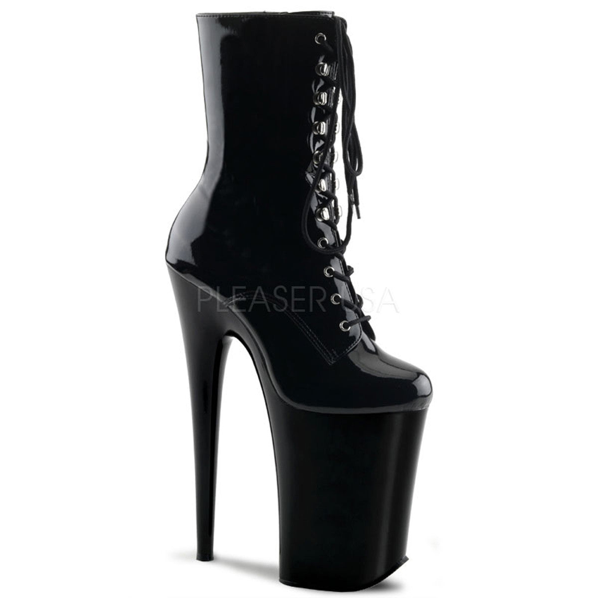 PLEASER INFINITY-1020 Black 9 Inch Heel Ankle Boots - Shoecup.com - 1