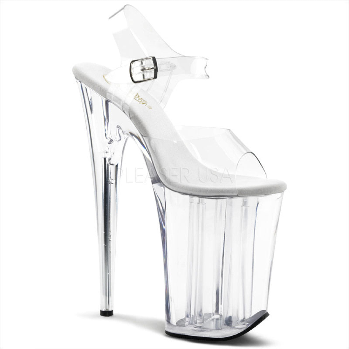 PLEASER INFINITY-908 Clear 9 Inch Heel Sandals - Shoecup.com - 1