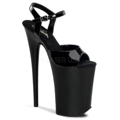 PLEASER INFINITY-909 Black 9 Inch Heel Ankle Strap Sandals - Shoecup.com - 1