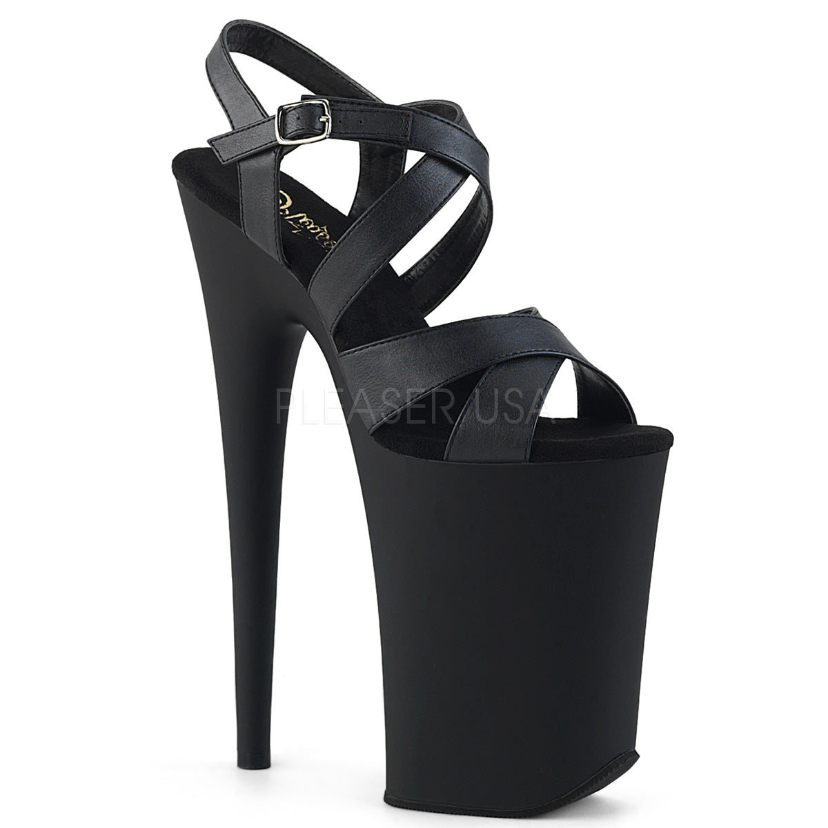 9" Heel INFINITY-997 Black Faux Leather