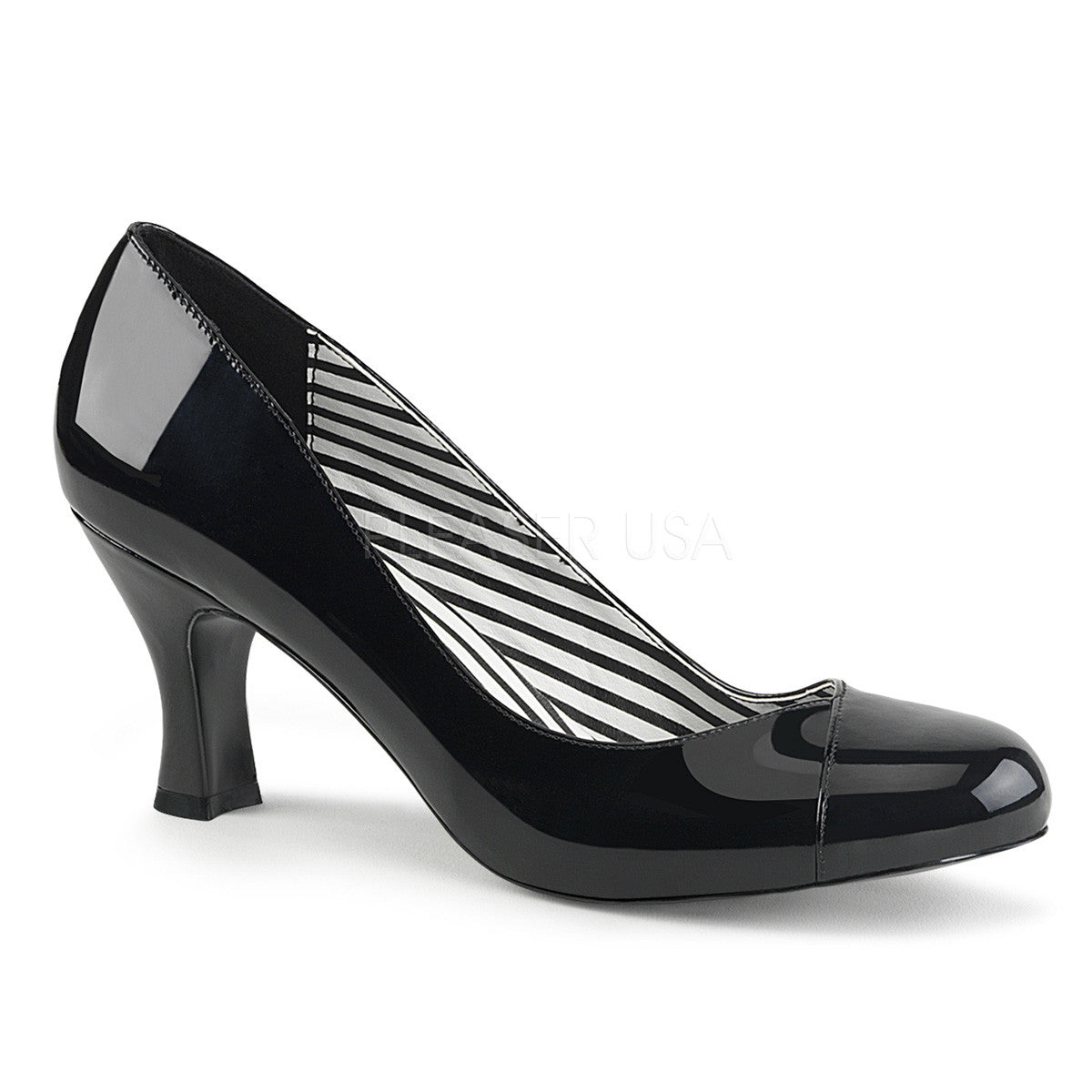 Pleaser Pink Label JENNA-01 Black Pat Pumps - Shoecup.com