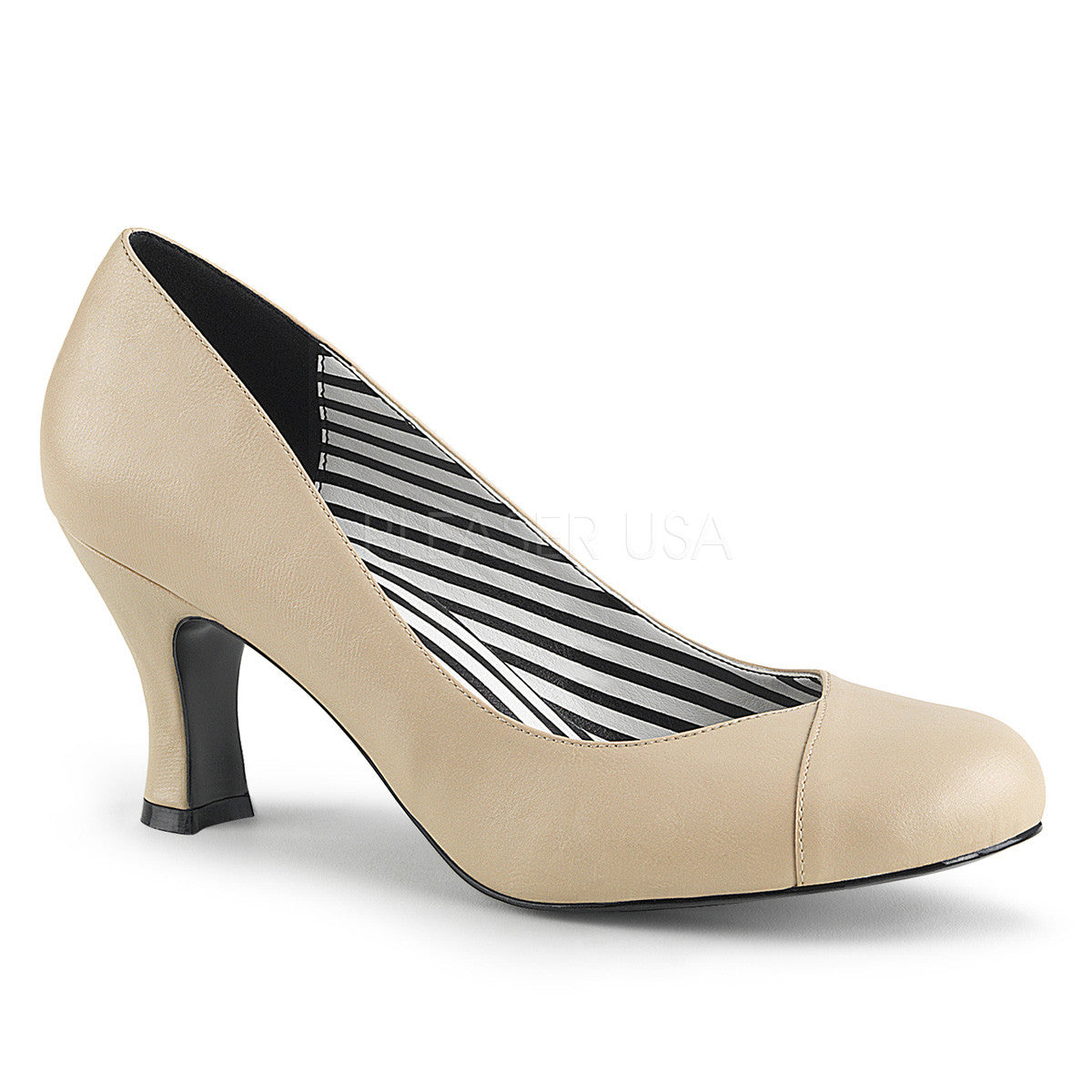 Pleaser Pink Label JENNA-01 Cream Faux Leahter Pumps - Shoecup.com