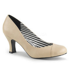 Pleaser Pink Label JENNA-01 Cream Faux Leahter Pumps - Shoecup.com