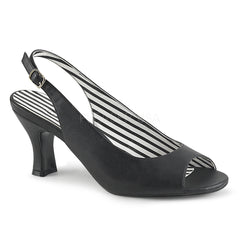 Pleaser Pink Label JENNA-02 Black Faux Leather Peep Toe Pumps - Shoecup.com