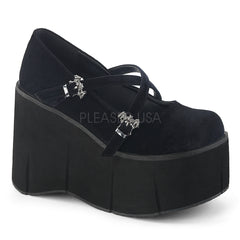 Demonia KERA-10 Black 4 1/2" (114mm) Platform Criss-Cross Maryjane Featuring Bat Buckles