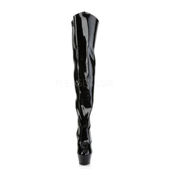 PLEASER KISS-3010 Black Pat Thigh High Boots