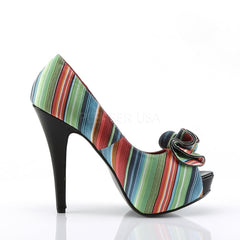 Pin Up Couture LOLITA-12 Serape Print Fabric Open Toe Pumps - Shoecup.com - 3