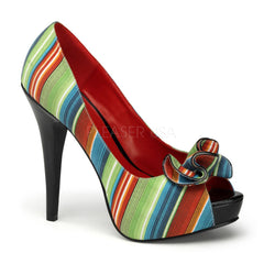 Pin Up Couture LOLITA-12 Serape Print Fabric Open Toe Pumps - Shoecup.com - 1