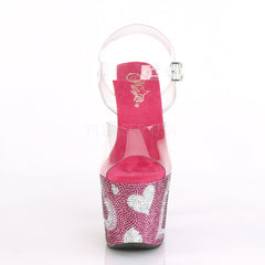 7 Inch Heel LOVESICK-708HEART Clear Hot Pink