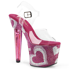 7" Heel LOVESICK-708HEART Clear Hot Pink