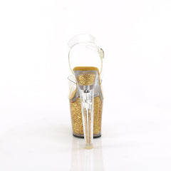 7 Inch Heel LOVESICK-708SG Clear Gold Glitter