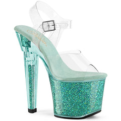 7 Inch Heel LOVESICK-708SG Clear Aqua Glitter