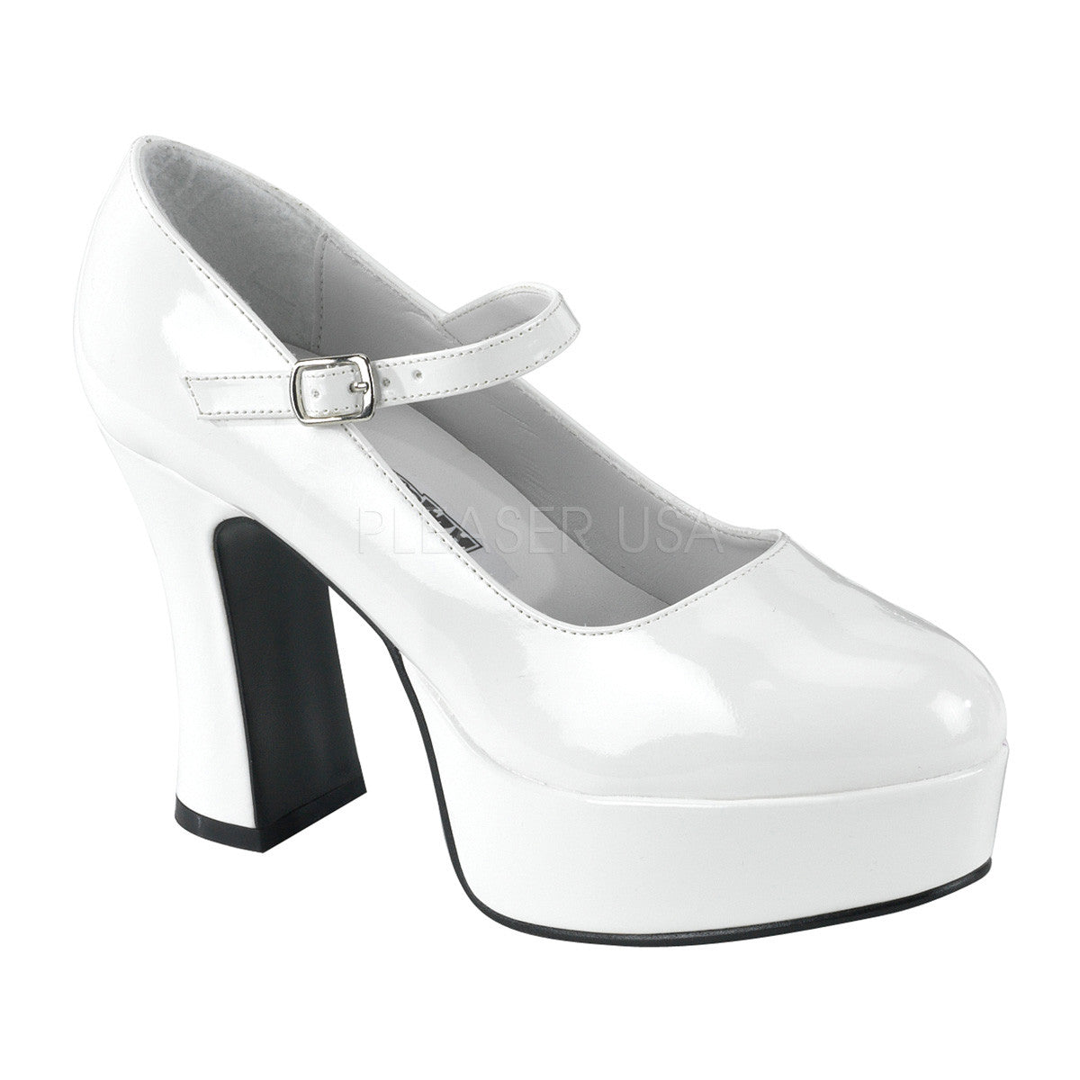 FUNTASMA MARYJANE-50 White Pat MaryJane Pumps - Shoecup.com