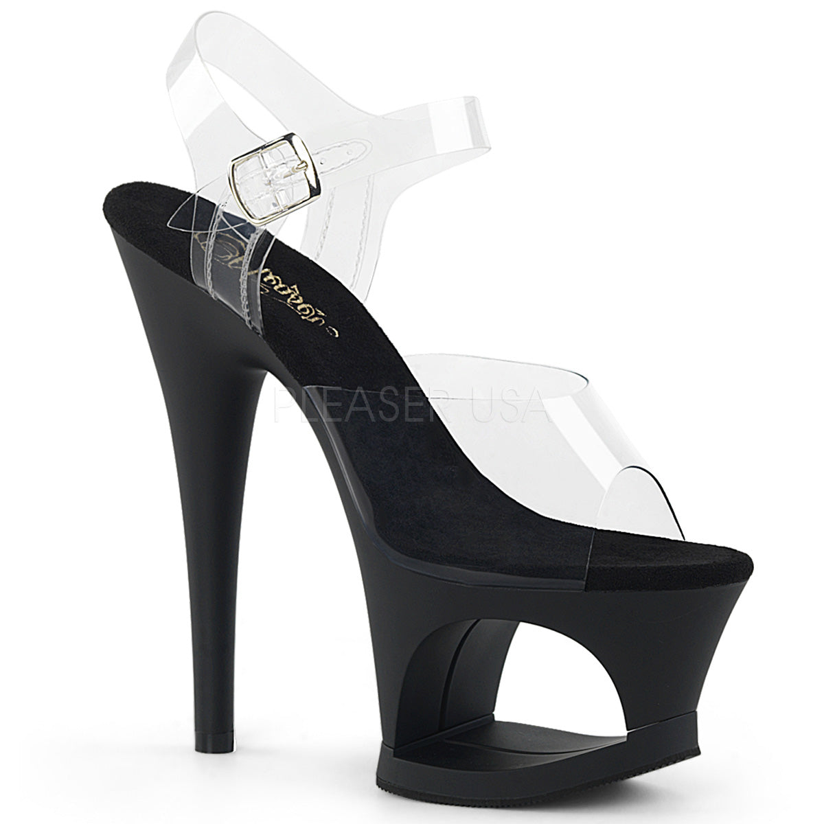 7" Heel MOON-708 Clear Black Matte