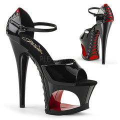 Pleaser MOON-760FH Black and Red Two Tone Sandal